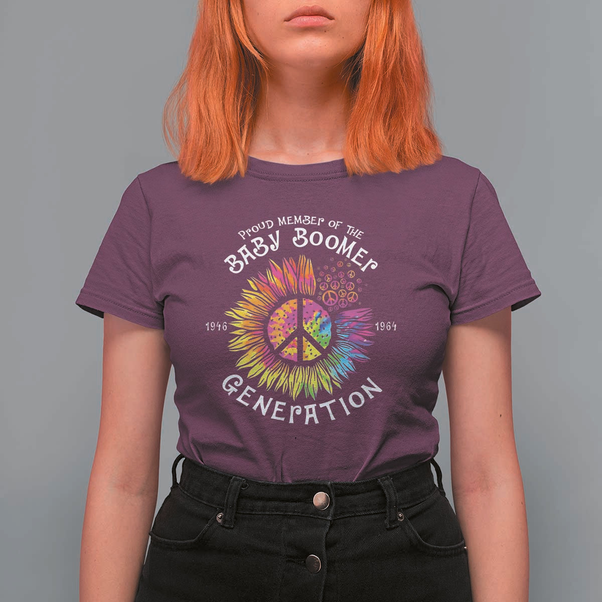 Proud Member Of The Baby Boomer Generation T Shirt For Women Hippie Sunflower - Wonder Print Shop