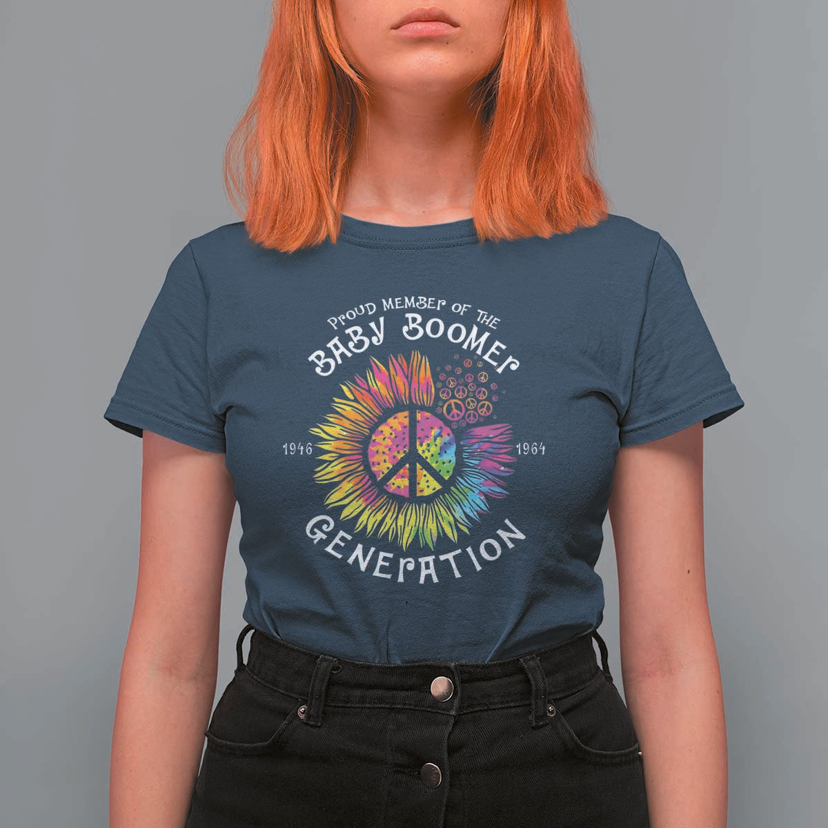 Proud Member Of The Baby Boomer Generation T Shirt For Women Hippie Sunflower - Wonder Print Shop