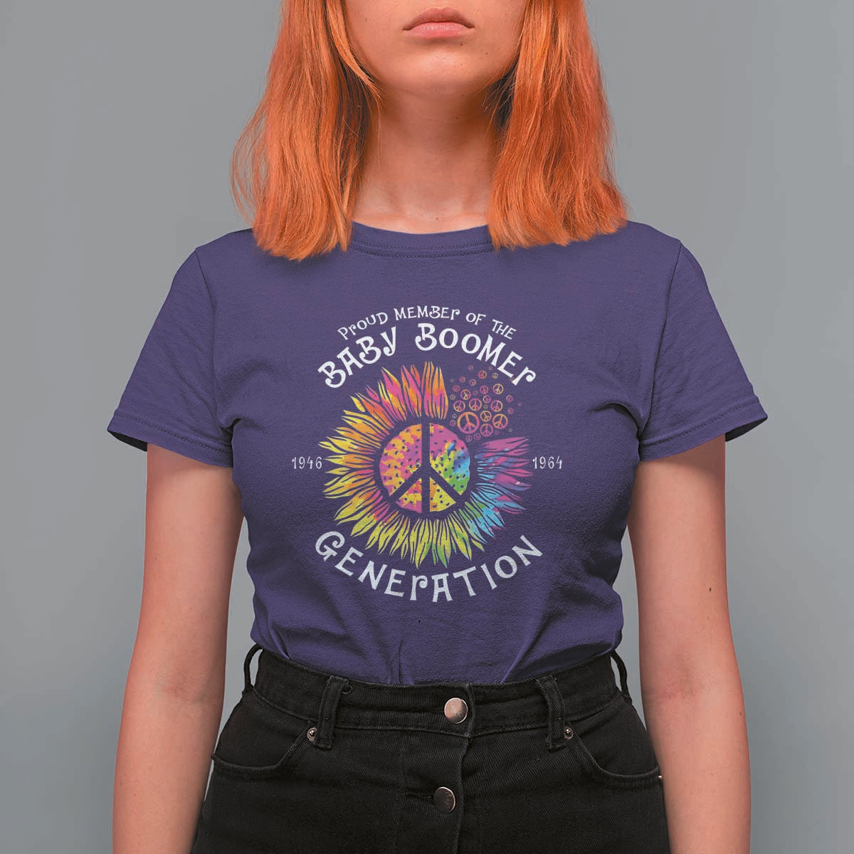 Proud Member Of The Baby Boomer Generation T Shirt For Women Hippie Sunflower - Wonder Print Shop