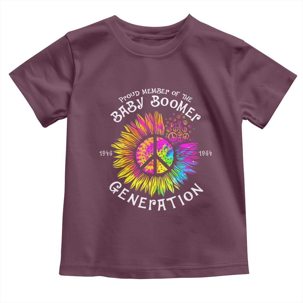 Proud Member Of The Baby Boomer Generation Toddler T Shirt Hippie Sunflower - Wonder Print Shop