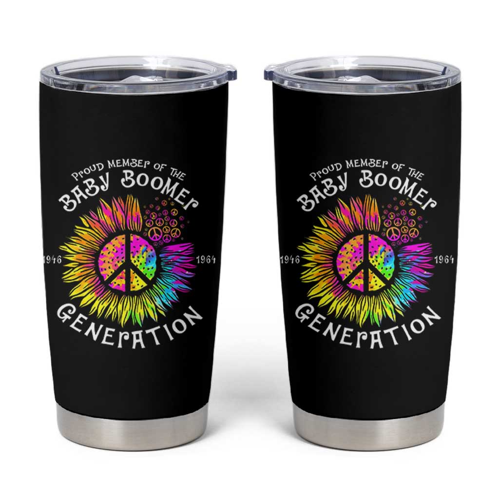Proud Member Of The Baby Boomer Generation Tumbler Cup Hippie Sunflower - Wonder Print Shop