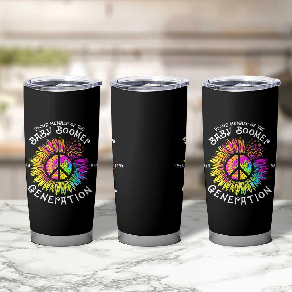 Proud Member Of The Baby Boomer Generation Tumbler Cup Hippie Sunflower - Wonder Print Shop