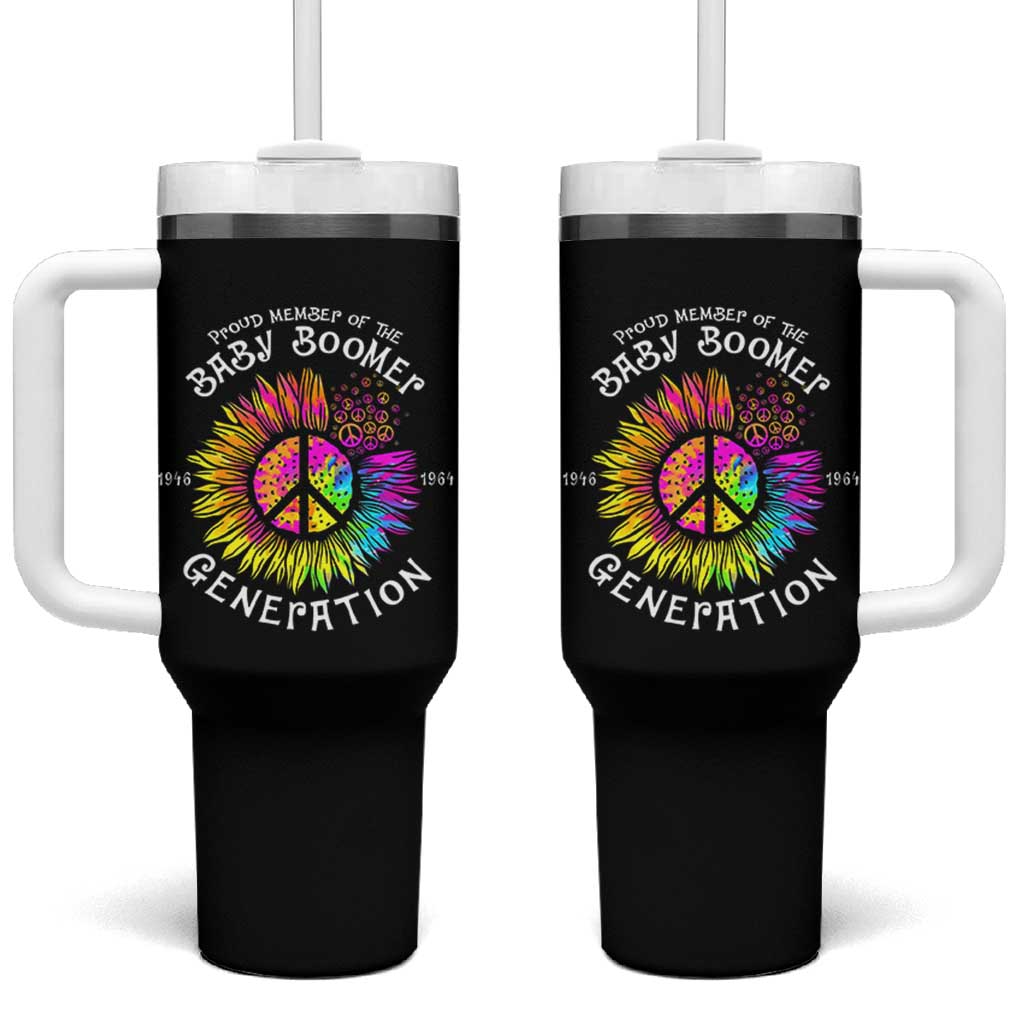 Proud Member Of The Baby Boomer Generation Tumbler With Handle Hippie Sunflower - Wonder Print Shop