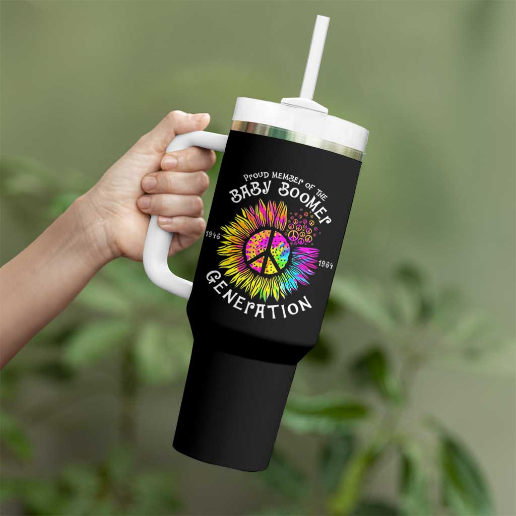 Proud Member Of The Baby Boomer Generation Tumbler With Handle Hippie Sunflower - Wonder Print Shop