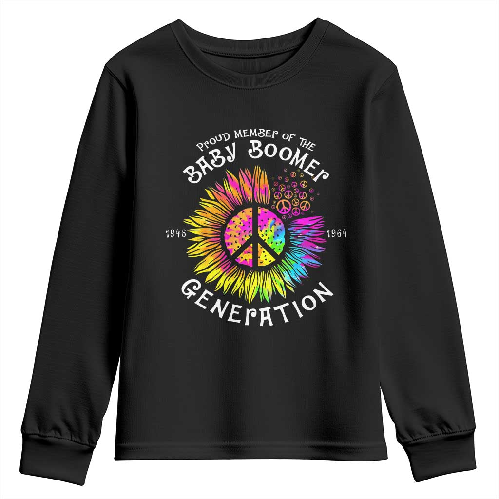 Proud Member Of The Baby Boomer Generation Youth Sweatshirt Hippie Sunflower - Wonder Print Shop