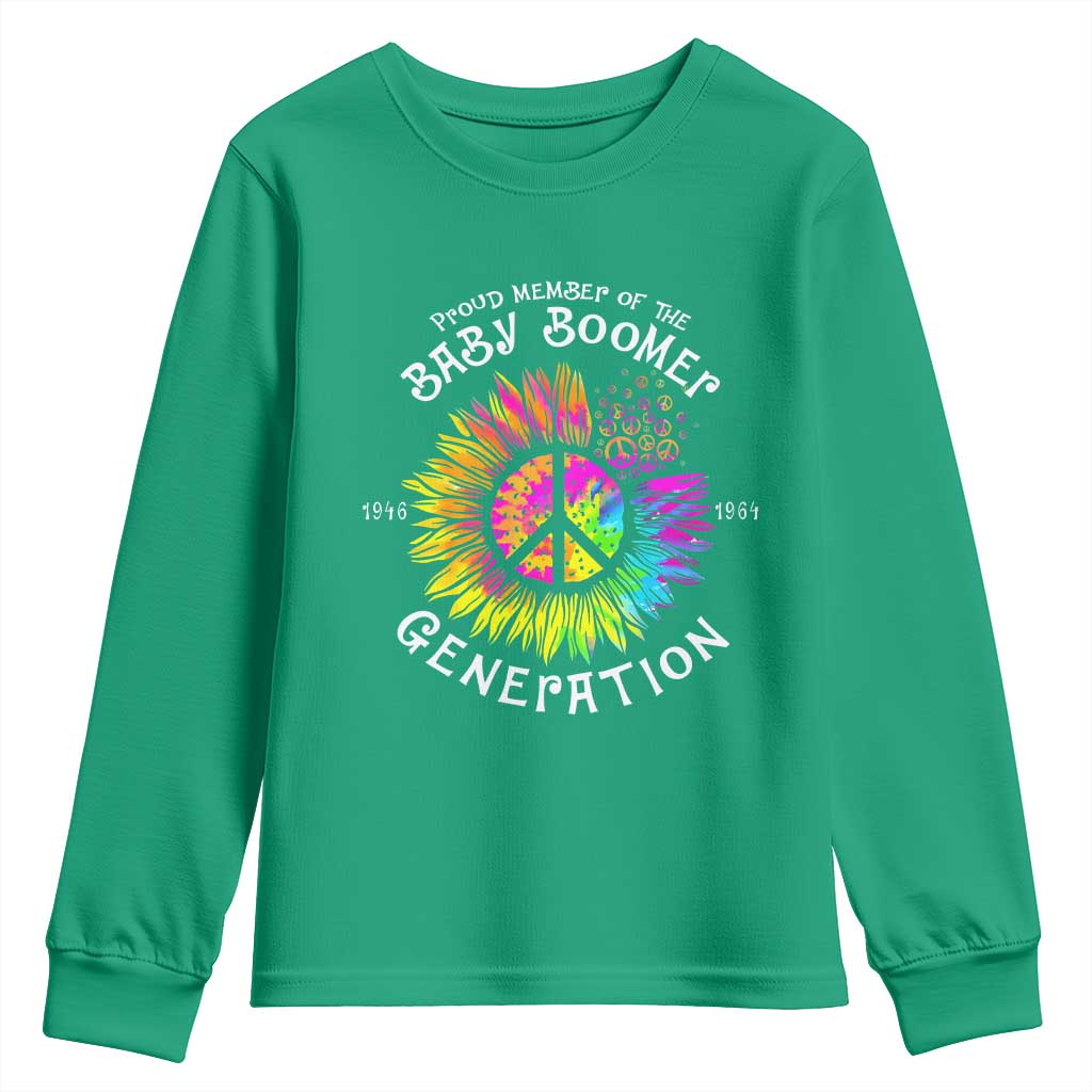 Proud Member Of The Baby Boomer Generation Youth Sweatshirt Hippie Sunflower - Wonder Print Shop