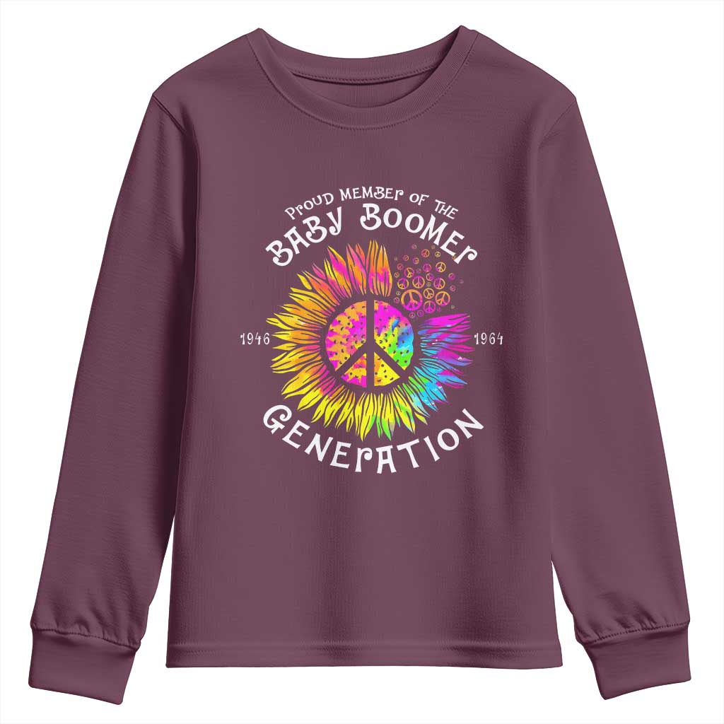 Proud Member Of The Baby Boomer Generation Youth Sweatshirt Hippie Sunflower - Wonder Print Shop