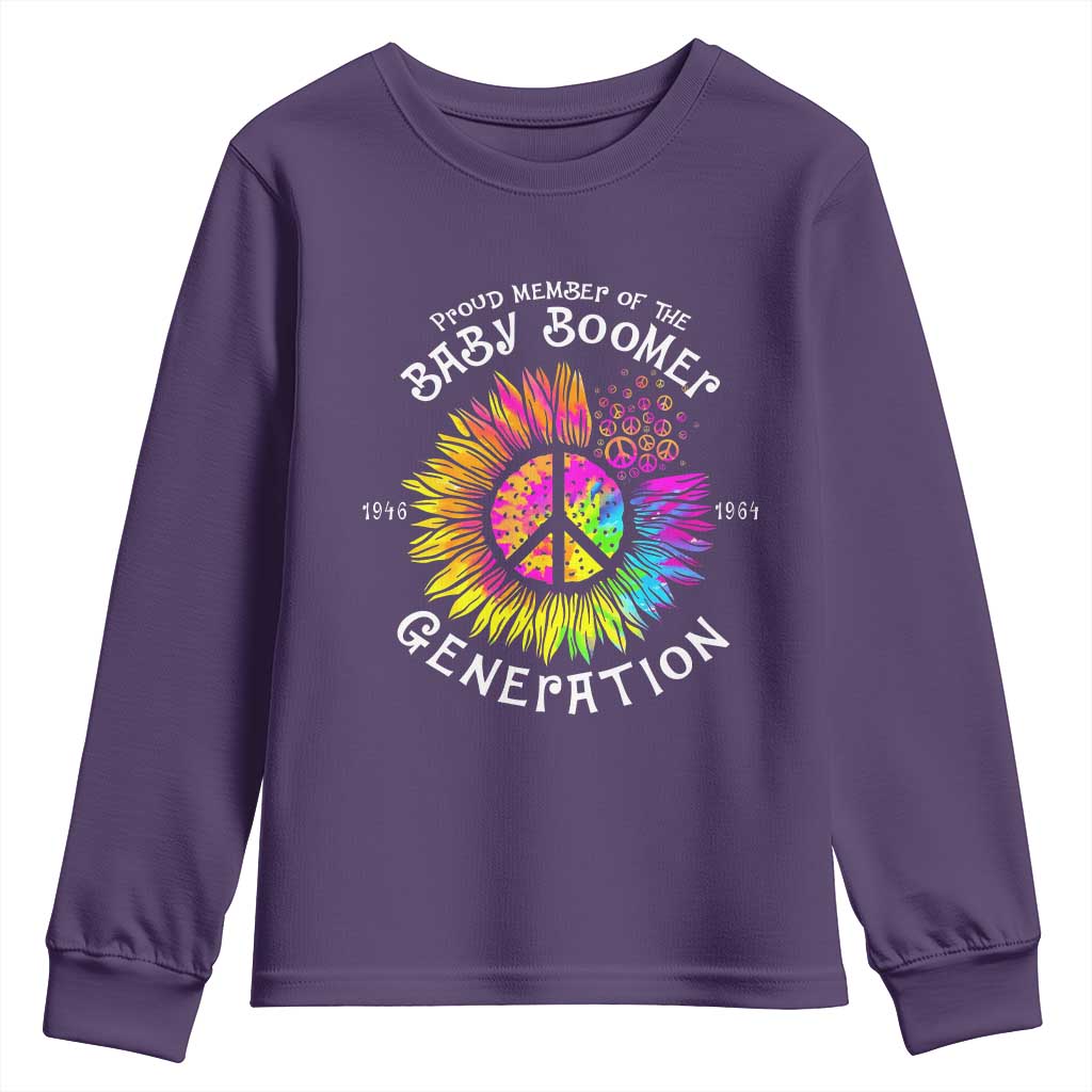 Proud Member Of The Baby Boomer Generation Youth Sweatshirt Hippie Sunflower - Wonder Print Shop