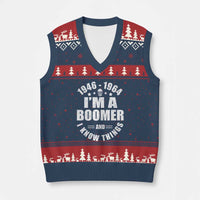 Funny I Am A Boomer And I Know Things V-Neck Knit Sweater Vest Baby Boomer Generation - Wonder Print Shop
