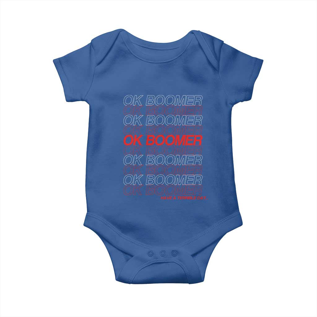 Funny OK Boomer Baby Onesie Gen Z Millennials Generation Meme Joke - Wonder Print Shop