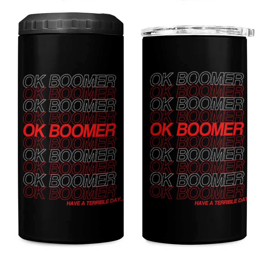Funny OK Boomer 4 in 1 Can Cooler Tumbler Gen Z Millennials Generation Meme Joke - Wonder Print Shop
