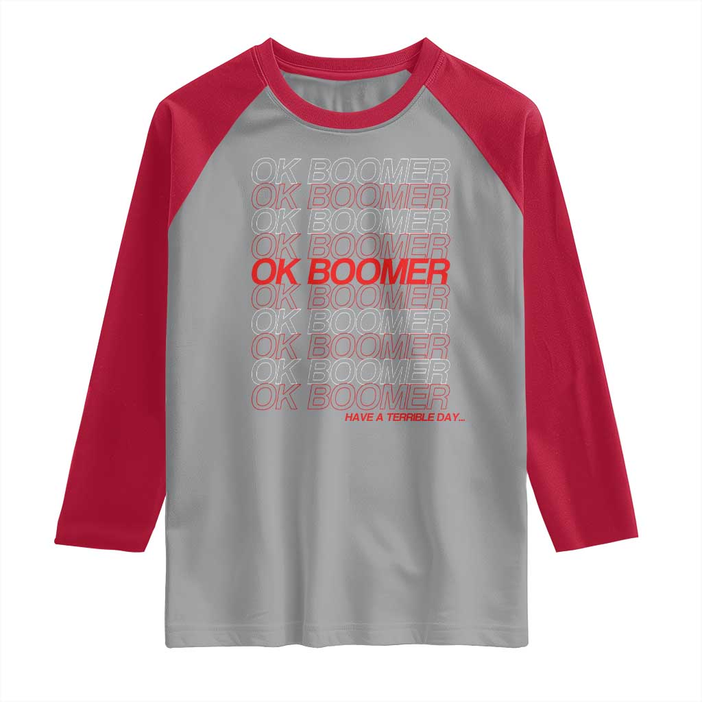 Funny OK Boomer Raglan Shirt Gen Z Millennials Generation Meme Joke - Wonder Print Shop