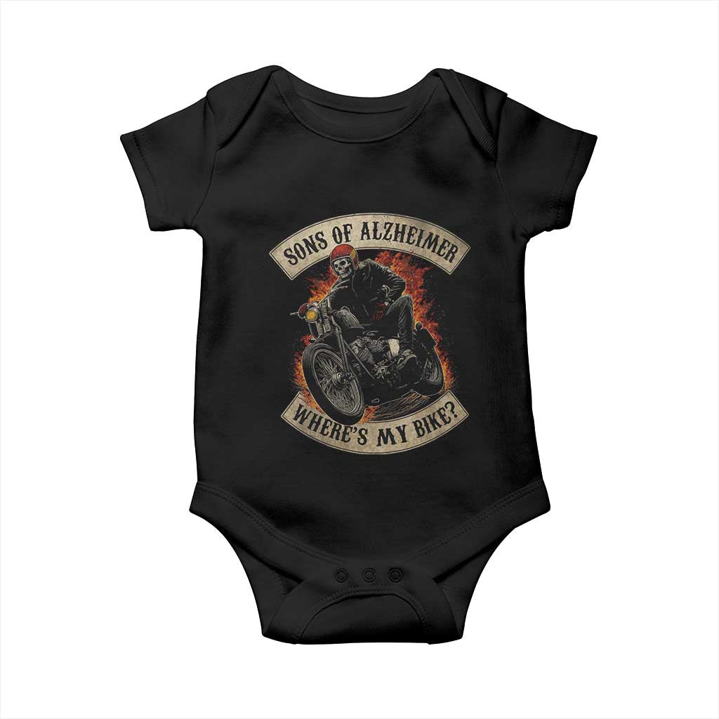 Funny Grumpy Old Biker Baby Onesie Sons Of Alzheimer Where Is My Bike - Wonder Print Shop