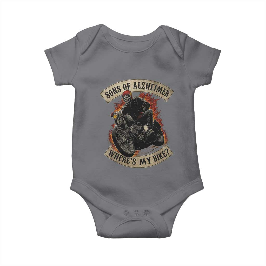 Funny Grumpy Old Biker Baby Onesie Sons Of Alzheimer Where Is My Bike - Wonder Print Shop