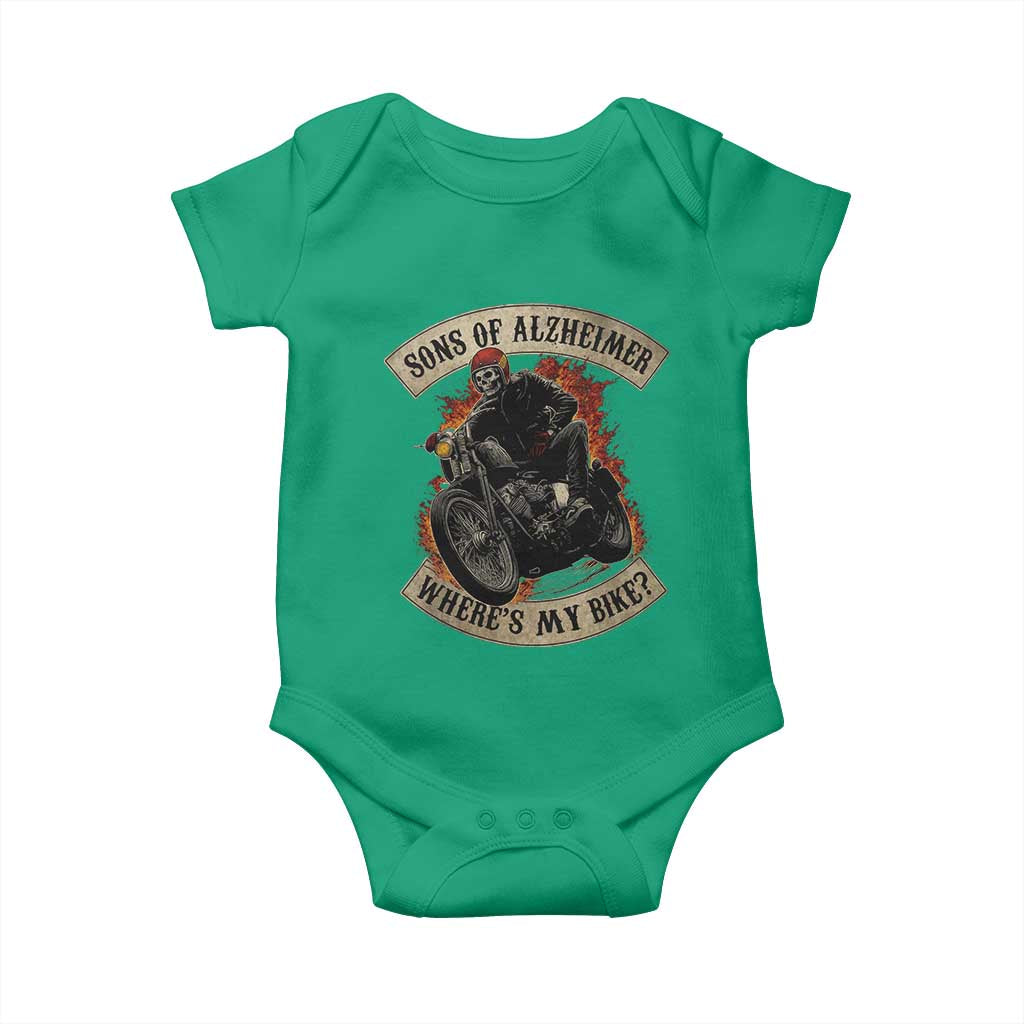 Funny Grumpy Old Biker Baby Onesie Sons Of Alzheimer Where Is My Bike - Wonder Print Shop