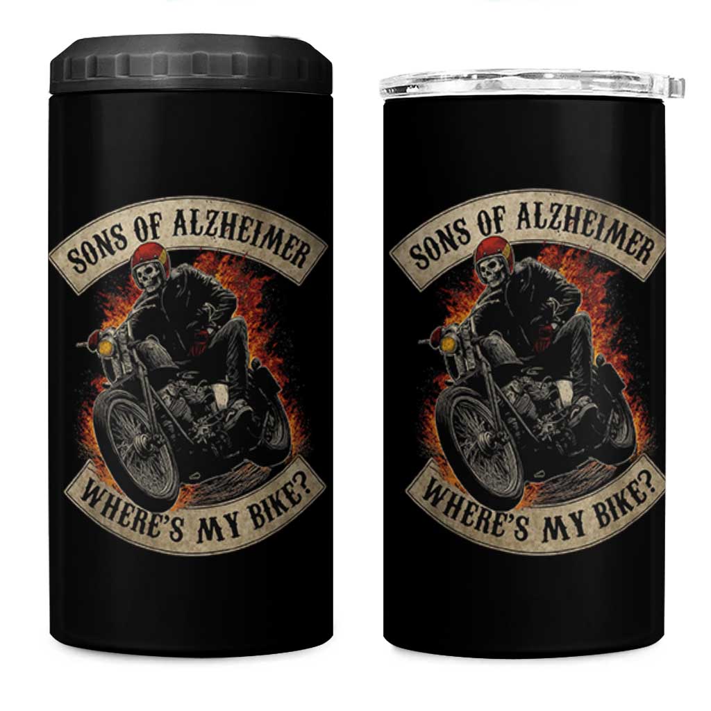 Funny Grumpy Old Biker 4 in 1 Can Cooler Tumbler Sons Of Alzheimer Where Is My Bike - Wonder Print Shop