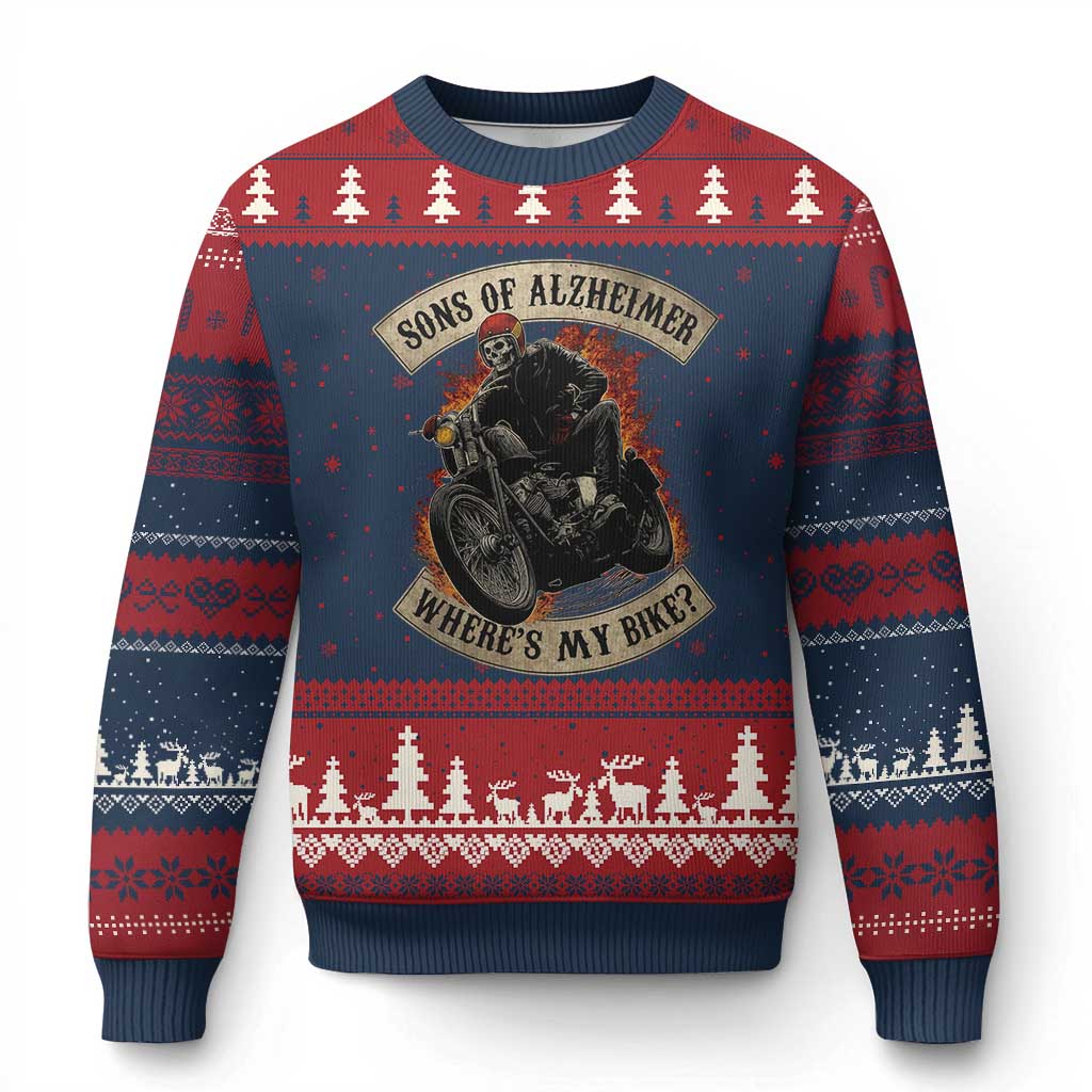 Funny Grumpy Old Biker Ugly Christmas Sweater Sons Of Alzheimer Where Is My Bike - Wonder Print Shop