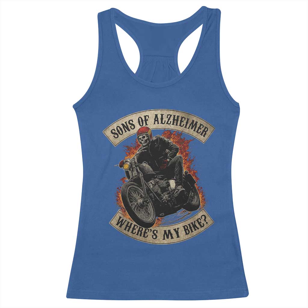 Funny Grumpy Old Biker Racerback Tank Top Sons Of Alzheimer Where Is My Bike - Wonder Print Shop