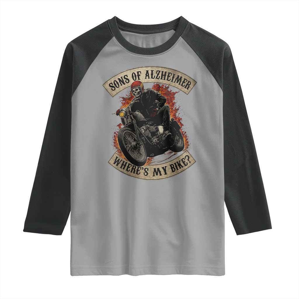 Funny Grumpy Old Biker Raglan Shirt Sons Of Alzheimer Where Is My Bike - Wonder Print Shop
