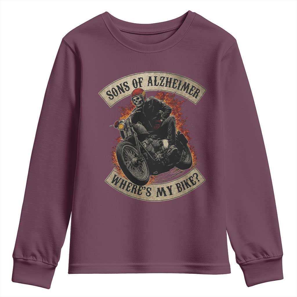 Funny Grumpy Old Biker Youth Sweatshirt Sons Of Alzheimer Where Is My Bike - Wonder Print Shop