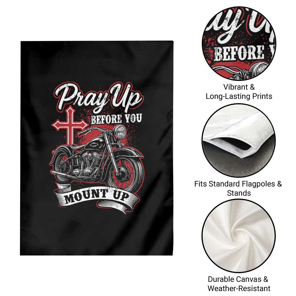 Pray Up Before You Mount Up Garden Flag Christian Biker Religious Faith - Wonder Print Shop