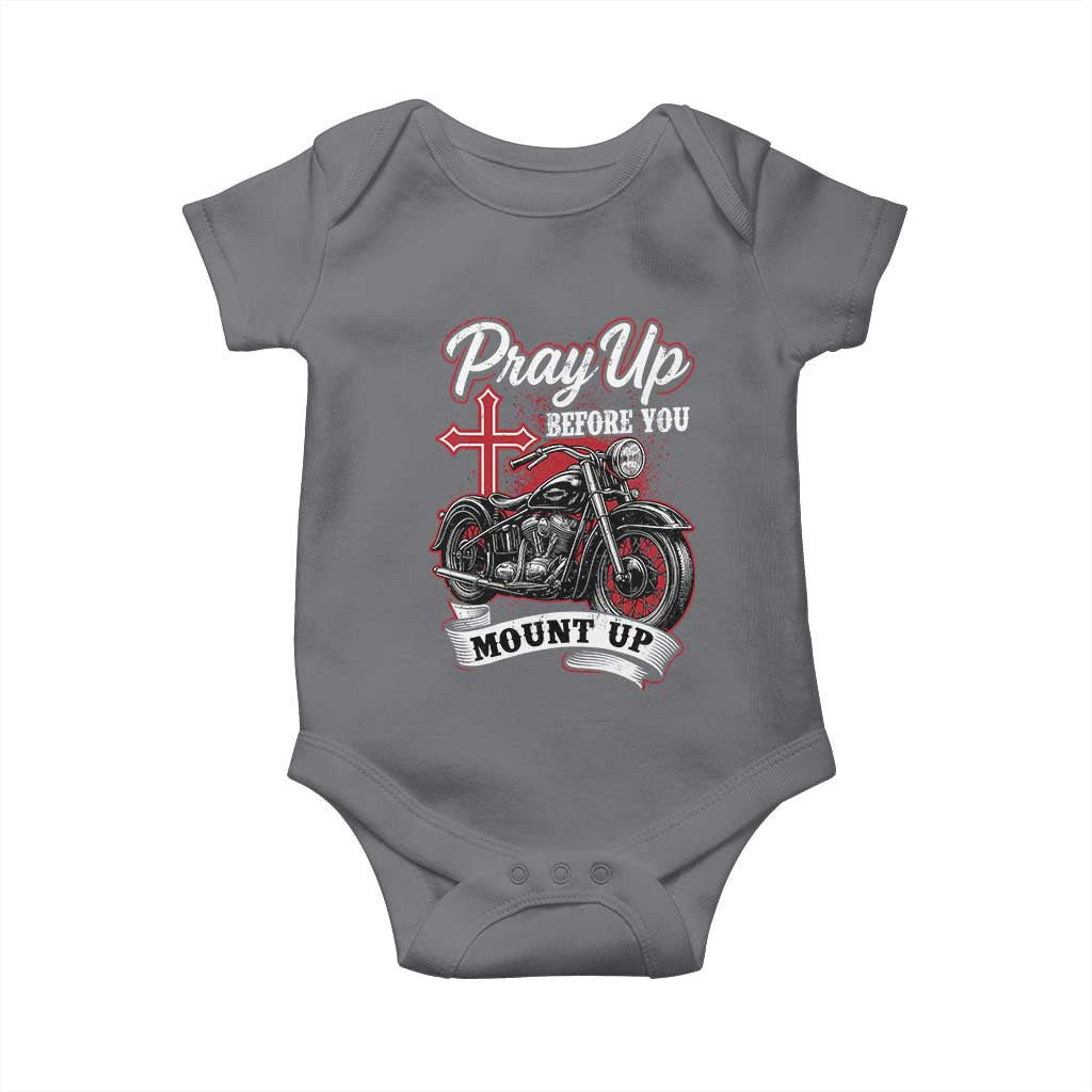 Pray Up Before You Mount Up Baby Onesie Christian Biker Religious Faith - Wonder Print Shop