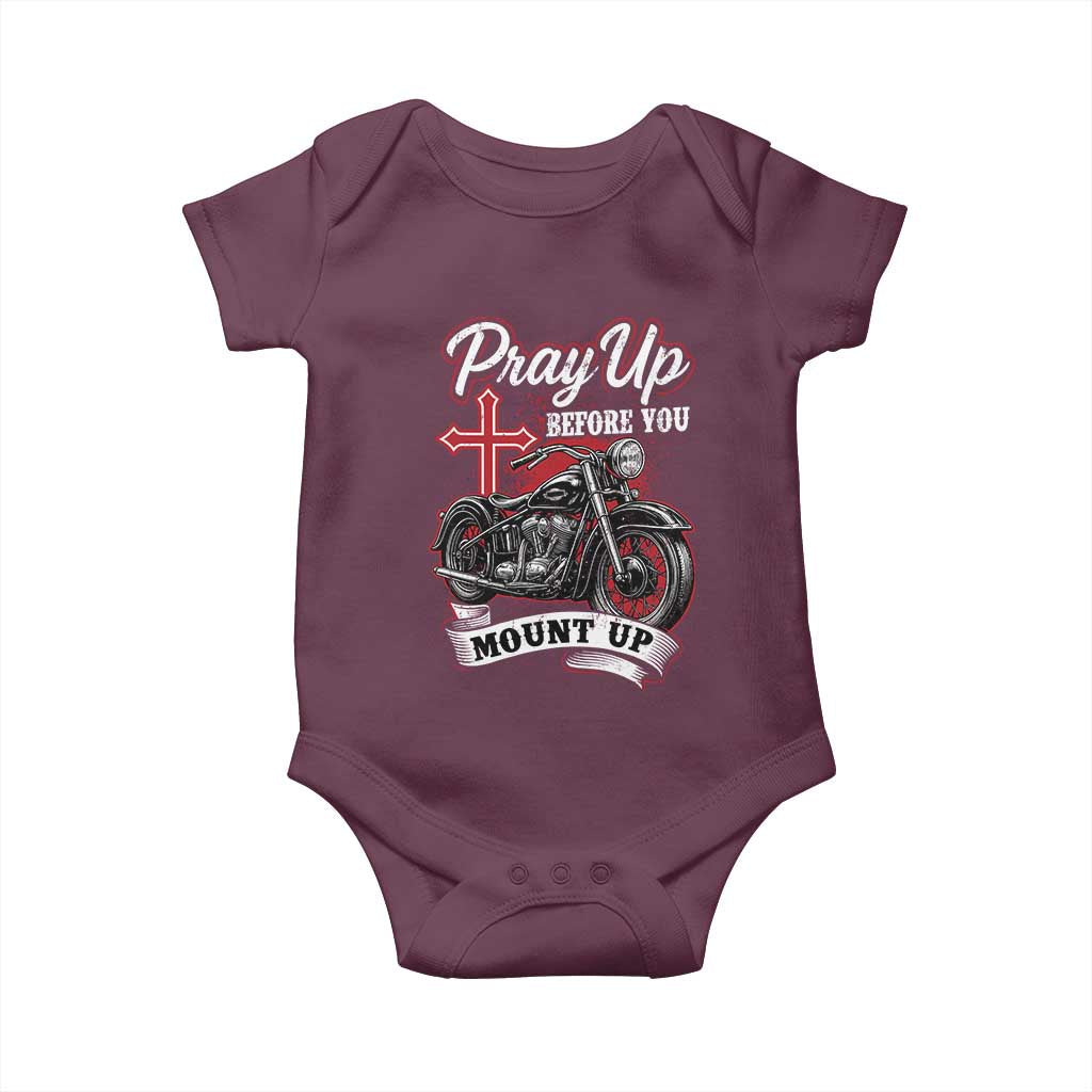 Pray Up Before You Mount Up Baby Onesie Christian Biker Religious Faith - Wonder Print Shop