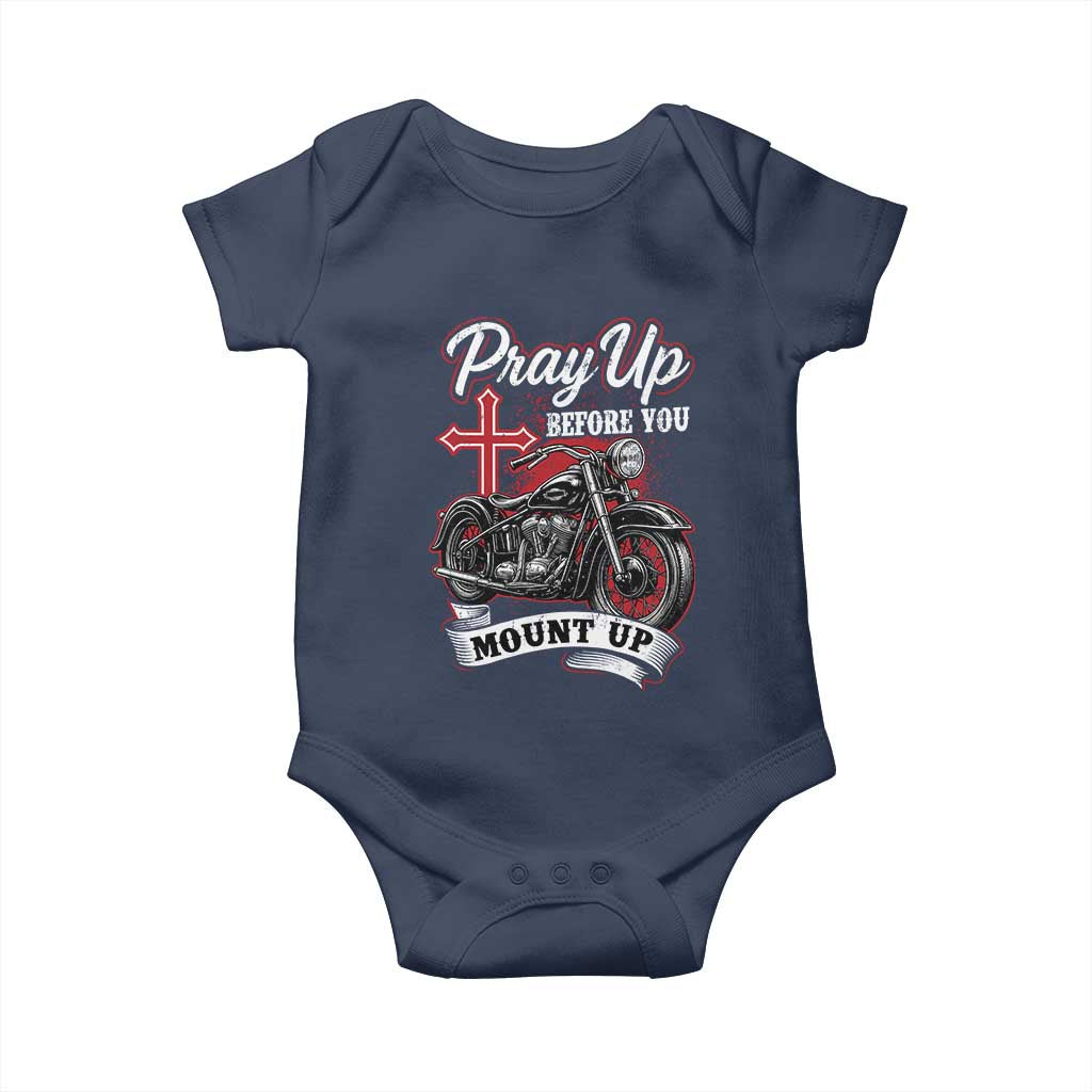 Pray Up Before You Mount Up Baby Onesie Christian Biker Religious Faith - Wonder Print Shop
