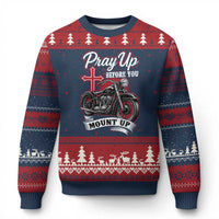 Pray Up Before You Mount Up Ugly Christmas Sweater Christian Biker Religious Faith - Wonder Print Shop