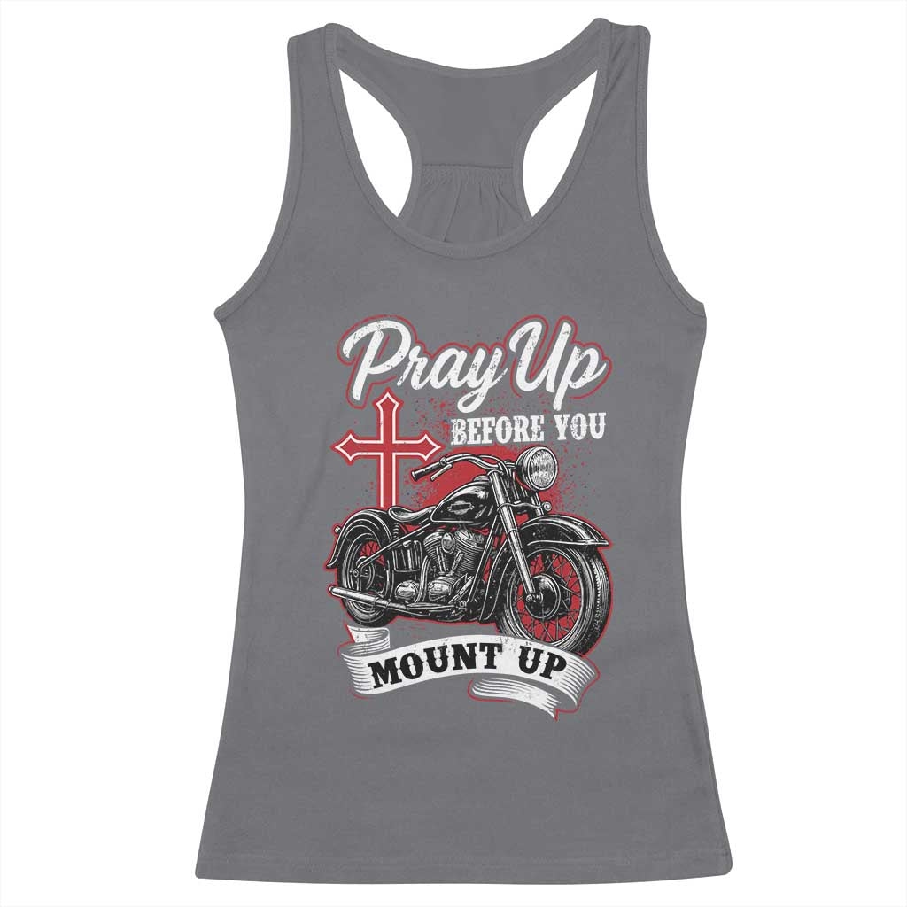 Pray Up Before You Mount Up Racerback Tank Top Christian Biker Religious Faith - Wonder Print Shop