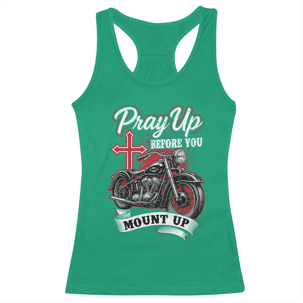 Pray Up Before You Mount Up Racerback Tank Top Christian Biker Religious Faith - Wonder Print Shop