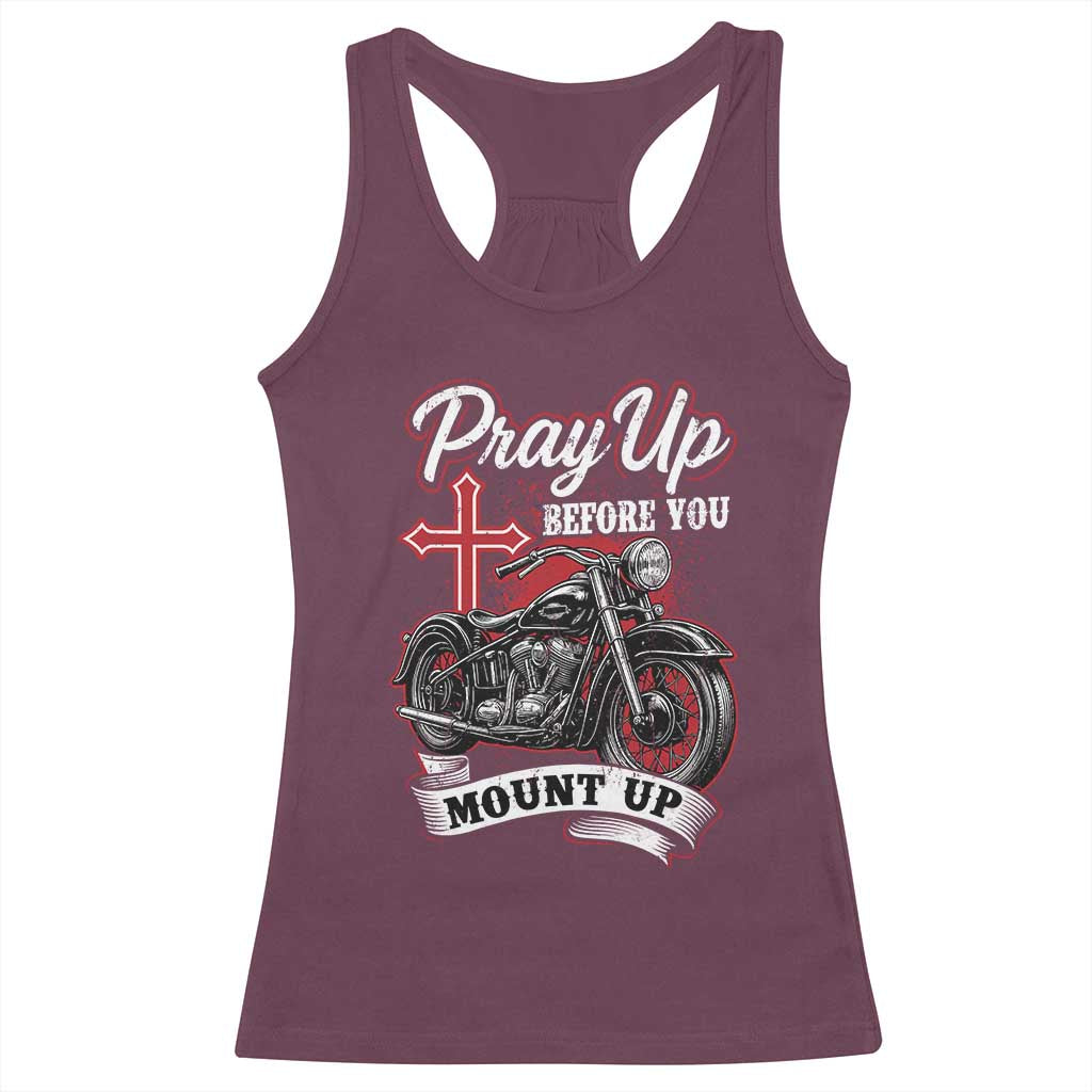 Pray Up Before You Mount Up Racerback Tank Top Christian Biker Religious Faith - Wonder Print Shop