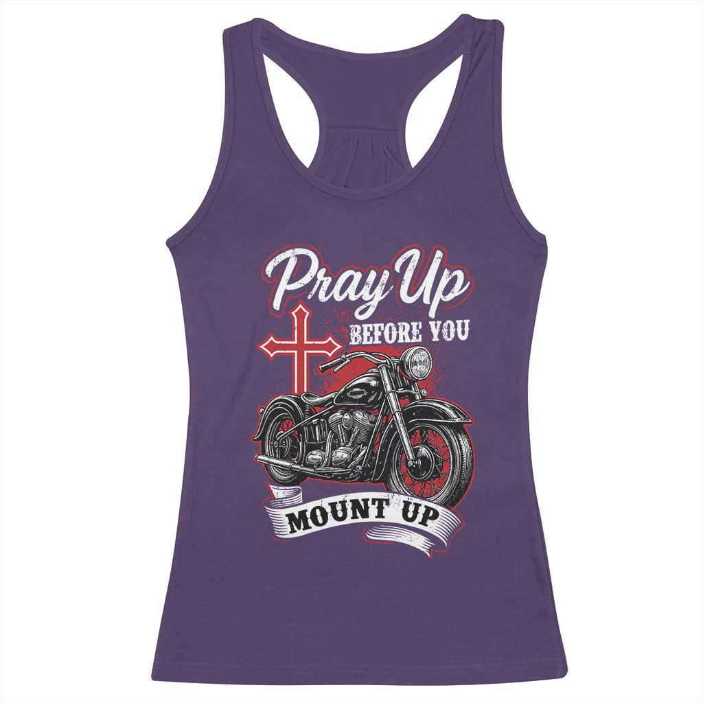 Pray Up Before You Mount Up Racerback Tank Top Christian Biker Religious Faith - Wonder Print Shop