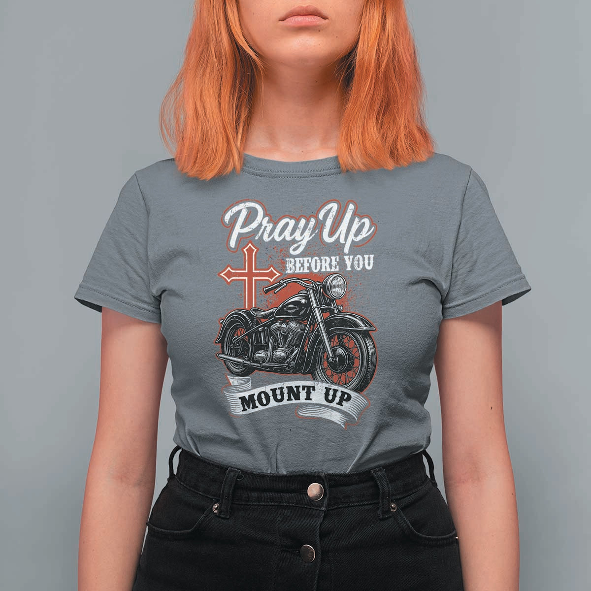 Pray Up Before You Mount Up T Shirt For Women Christian Biker Religious Faith - Wonder Print Shop
