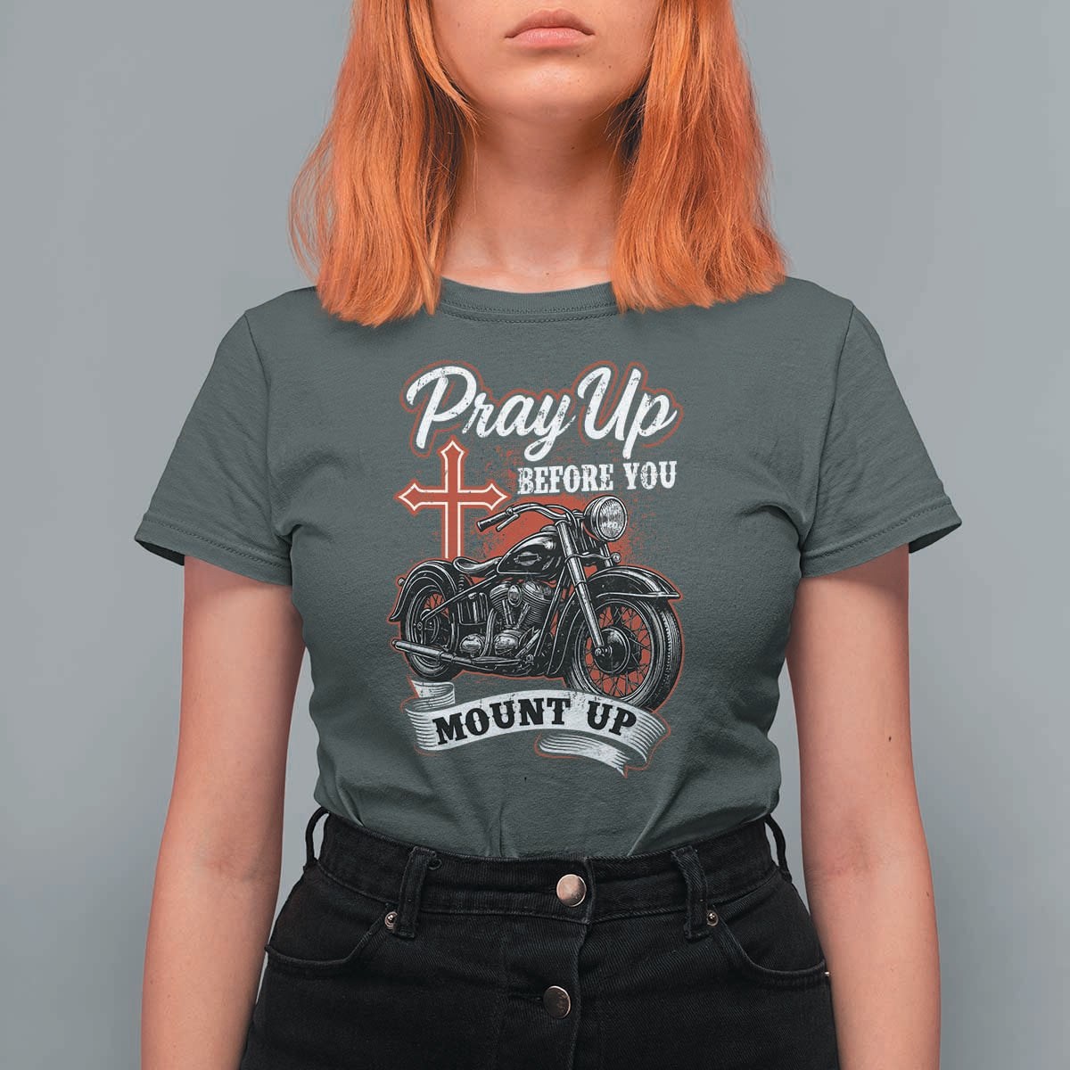 Pray Up Before You Mount Up T Shirt For Women Christian Biker Religious Faith - Wonder Print Shop