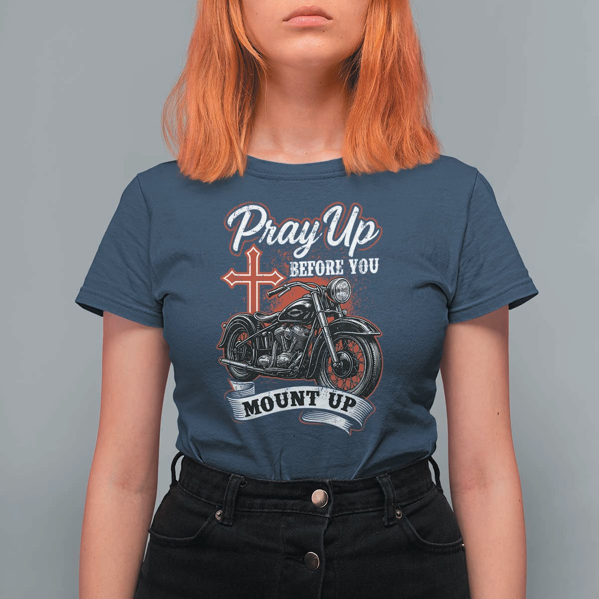 Pray Up Before You Mount Up T Shirt For Women Christian Biker Religious Faith - Wonder Print Shop