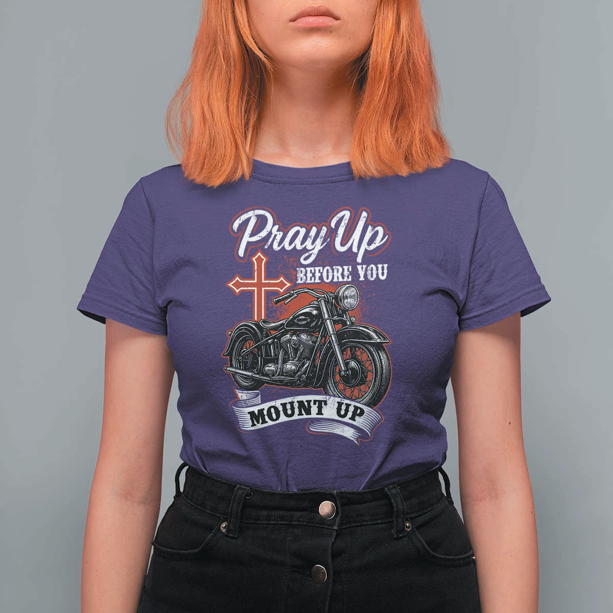 Pray Up Before You Mount Up T Shirt For Women Christian Biker Religious Faith - Wonder Print Shop