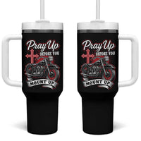 Pray Up Before You Mount Up Tumbler With Handle Christian Biker Religious Faith - Wonder Print Shop