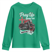 Pray Up Before You Mount Up Youth Sweatshirt Christian Biker Religious Faith - Wonder Print Shop
