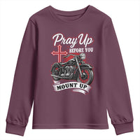 Pray Up Before You Mount Up Youth Sweatshirt Christian Biker Religious Faith - Wonder Print Shop