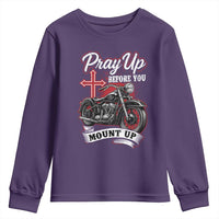Pray Up Before You Mount Up Youth Sweatshirt Christian Biker Religious Faith - Wonder Print Shop