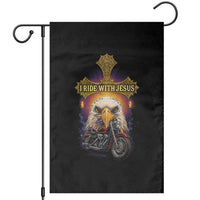 Christian Biker I Ride With Jesus Garden Flag Religious Faith Motorcycle Rider Eagle - Wonder Print Shop