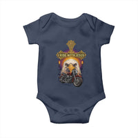 Christian Biker I Ride With Jesus Baby Onesie Religious Faith Motorcycle Rider Eagle - Wonder Print Shop