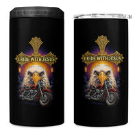 Christian Biker I Ride With Jesus 4 in 1 Can Cooler Tumbler Religious Faith Motorcycle Rider Eagle - Wonder Print Shop