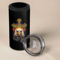 Christian Biker I Ride With Jesus 4 in 1 Can Cooler Tumbler Religious Faith Motorcycle Rider Eagle - Wonder Print Shop