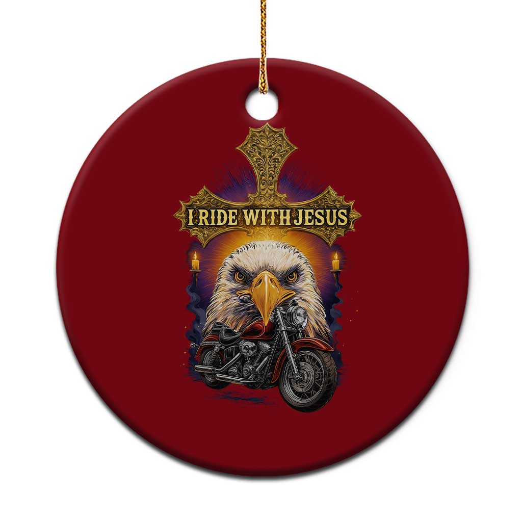 Christian Biker I Ride With Jesus Ceramic Ornament Religious Faith Motorcycle Rider Eagle - Wonder Print Shop