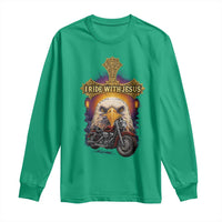 Christian Biker I Ride With Jesus Long Sleeve Shirt Religious Faith Motorcycle Rider Eagle - Wonder Print Shop