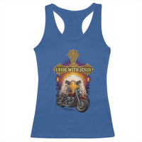 Christian Biker I Ride With Jesus Racerback Tank Top Religious Faith Motorcycle Rider Eagle - Wonder Print Shop