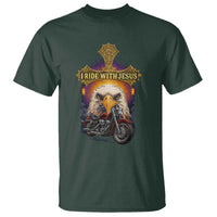 Christian Biker I Ride With Jesus T Shirt Religious Faith Motorcycle Rider Eagle - Wonder Print Shop