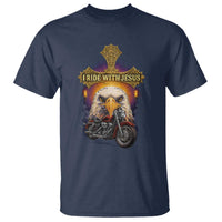 Christian Biker I Ride With Jesus T Shirt Religious Faith Motorcycle Rider Eagle - Wonder Print Shop
